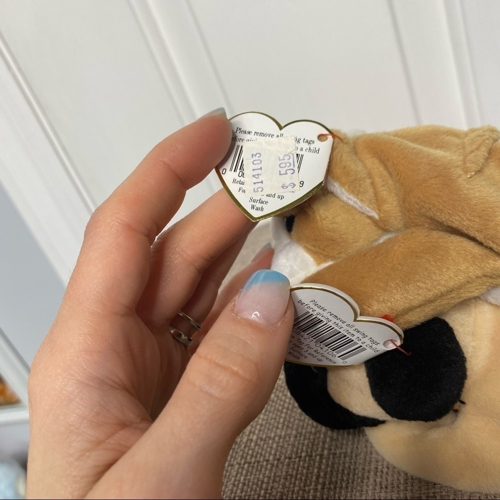 Ty Beanie Babies Pugsly & Wrinkles Beanie Baby Pug Dogs Puppy Puppies - Picture 6 of 8